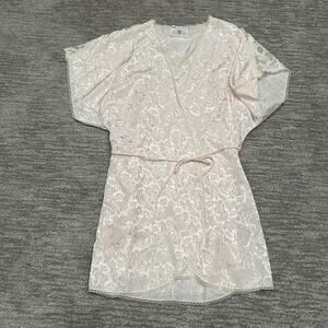 VTG Ashley Ames Robe Gown Set Womens Medium Pink Floral Kimono 90s Valentines